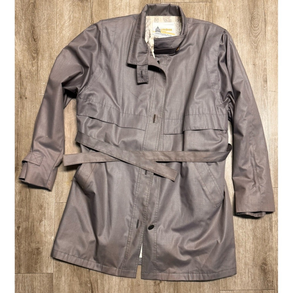 Vintage London Fog Belted Trench Coat Womens 10 Reg Taupe Raincoat